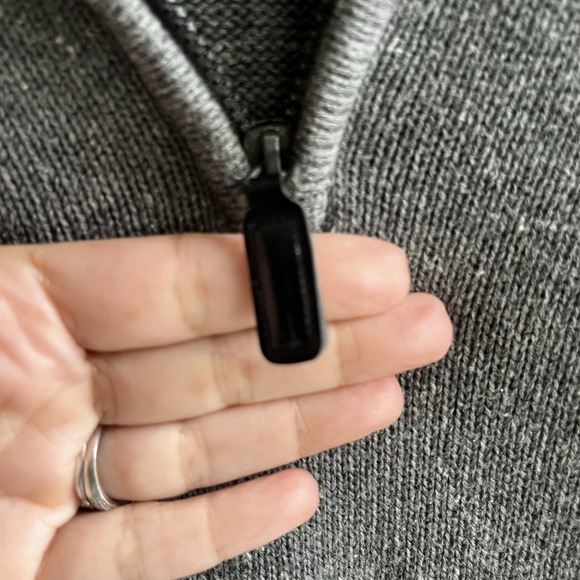 Mens Polo Long Sleeve Pull Over 1/4 Zip Sweater Gray Size Large Academia - Picture 6 of 7